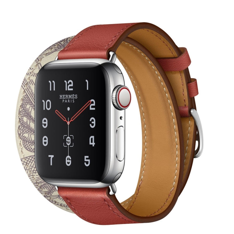 Cinturino in pelle con motivo serigrafato, For Apple Watch Series 7 41mm / 6 & SE & 5 & 4 40mm / 3 & 2 & 1 38mm, For Apple Watch Ultra 49mm / Series 8&7 45mm / SE 2&6&SE&5&4 44mm / 3&2&1 42mm                                                             ...