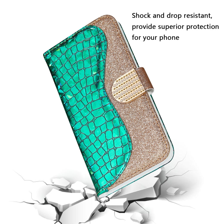 Custodia per telefono in pelle con texture coccodrillo in polvere glitterata laser, For Samsung Galaxy A24 4G, For Samsung Galaxy A34 5G, For Samsung Galaxy A54 5G