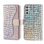 Custodia per telefono in pelle con texture coccodrillo in polvere glitterata laser, For Samsung Galaxy A24 4G, For Samsung Galaxy A34 5G, For Samsung Galaxy A54 5G