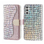 Custodia per telefono in pelle con texture coccodrillo in polvere glitterata laser, For Samsung Galaxy A24 4G, For Samsung Galaxy A34 5G, For Samsung Galaxy A54 5G