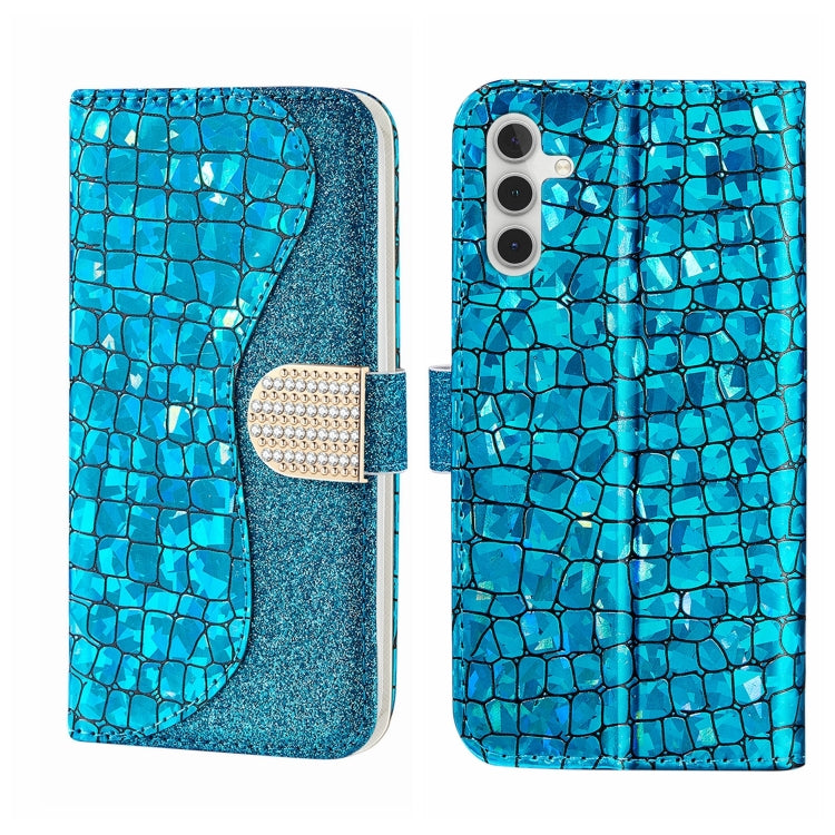 Custodia per telefono in pelle con texture coccodrillo in polvere glitterata laser, For Samsung Galaxy A24 4G, For Samsung Galaxy A34 5G, For Samsung Galaxy A54 5G