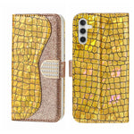 Custodia per telefono in pelle con texture coccodrillo in polvere glitterata laser, For Samsung Galaxy A24 4G, For Samsung Galaxy A34 5G, For Samsung Galaxy A54 5G