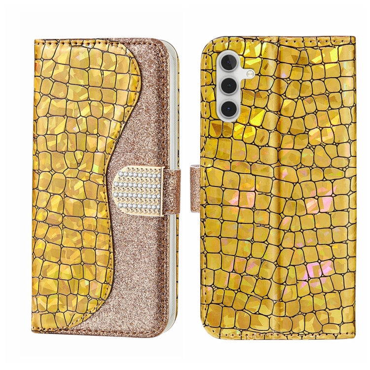 Custodia per telefono in pelle con texture coccodrillo in polvere glitterata laser, For Samsung Galaxy A24 4G, For Samsung Galaxy A34 5G, For Samsung Galaxy A54 5G