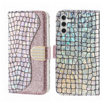 Custodia per telefono in pelle con texture coccodrillo in polvere glitterata laser, For Samsung Galaxy A24 4G, For Samsung Galaxy A34 5G, For Samsung Galaxy A54 5G