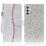 Custodia per telefono in pelle con glitter polvere, For Samsung Galaxy A24 4G, For Samsung Galaxy A34 5G, For Samsung Galaxy A54 5G
