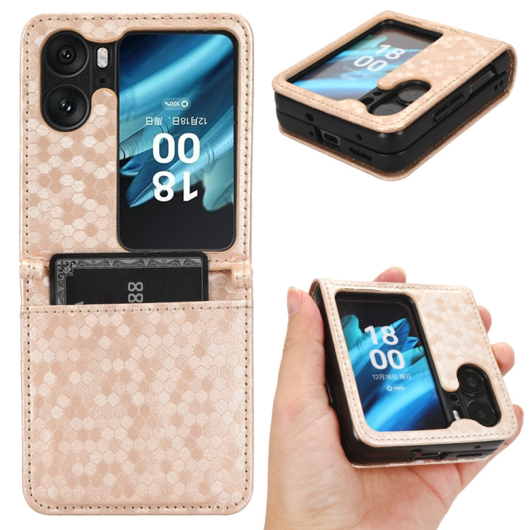 Custodia per telefono in pelle con trama a nido d'ape, For OPPO Find N2 Flip, For OPPO Find N2, For Realme C55 4G, For Realme V30 / V30T 5G