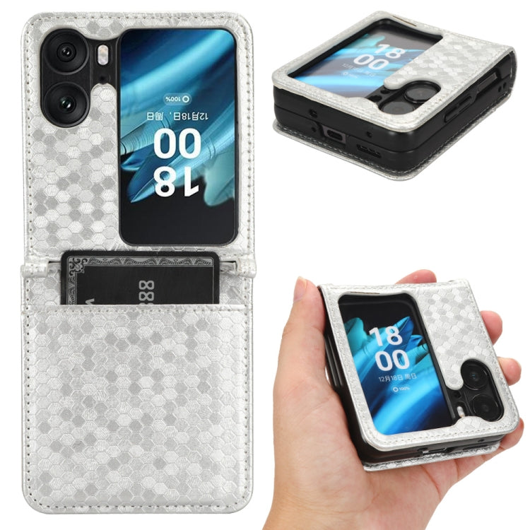 Custodia per telefono in pelle con trama a nido d'ape, For OPPO Find N2 Flip, For OPPO Find N2, For Realme C55 4G, For Realme V30 / V30T 5G