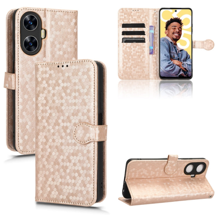 Custodia per telefono in pelle con trama a nido d'ape, For OPPO Find N2 Flip, For OPPO Find N2, For Realme C55 4G, For Realme V30 / V30T 5G