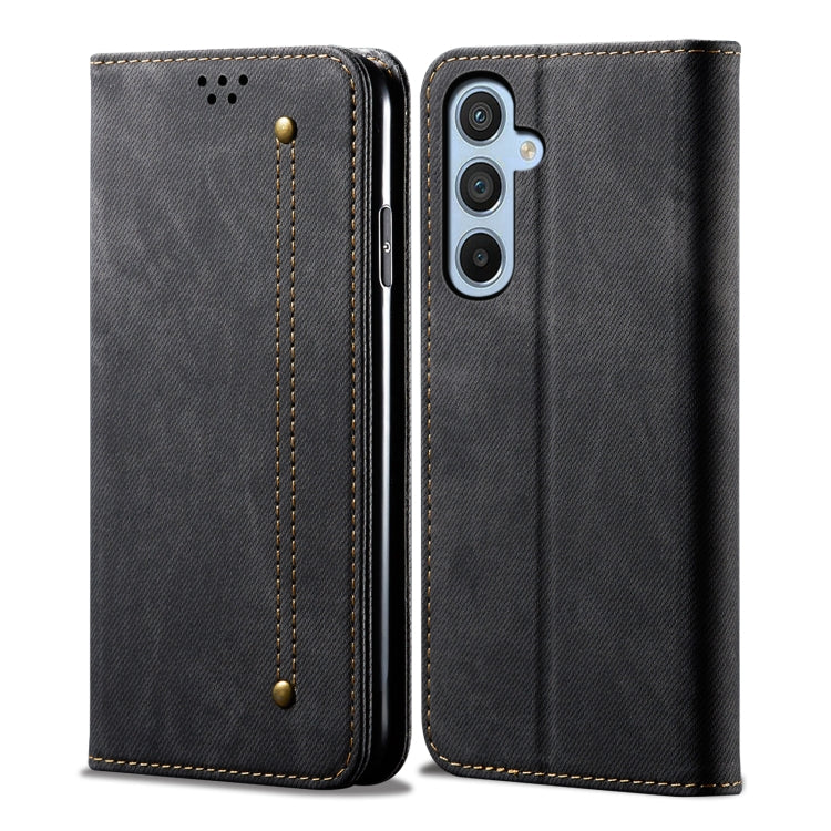 Custodia per telefono in pelle con texture denim, For Samsung Galaxy M54