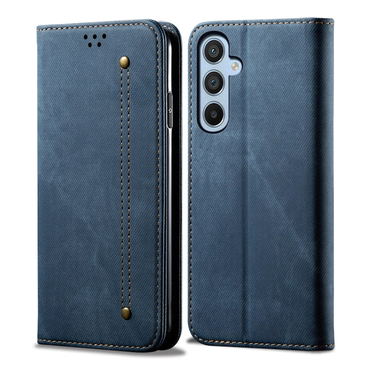Custodia per telefono in pelle con texture denim, For Samsung Galaxy M54