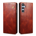 Custodia per telefono in pelle con trama di cavallo pazzo in cera d'olio, For Samsung Galaxy M54