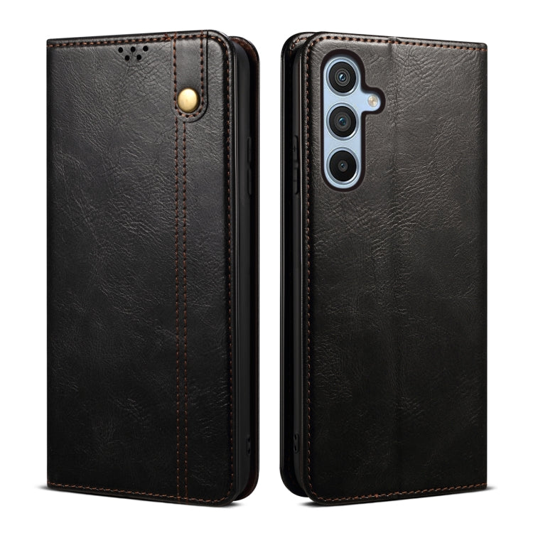 Custodia per telefono in pelle con trama di cavallo pazzo in cera d'olio, For Samsung Galaxy M54
