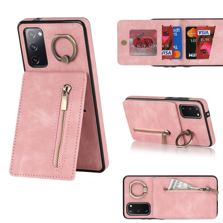 Anello retrò e custodia per telefono con slot per schede RFID con cerniera, For Samsung Galaxy S20, For Samsung Galaxy S20+, For Samsung Galaxy S20 Ultra, For Samsung Galaxy S20 FE