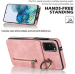 Anello retrò e custodia per telefono con slot per schede RFID con cerniera, For Samsung Galaxy S20, For Samsung Galaxy S20+, For Samsung Galaxy S20 Ultra, For Samsung Galaxy S20 FE