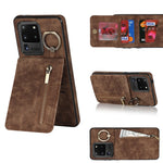 Anello retrò e custodia per telefono con slot per schede RFID con cerniera, For Samsung Galaxy S20, For Samsung Galaxy S20+, For Samsung Galaxy S20 Ultra, For Samsung Galaxy S20 FE