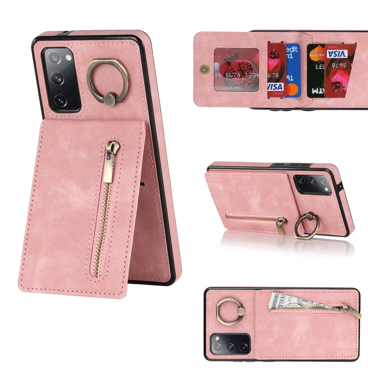Anello retrò e custodia per telefono con slot per schede RFID con cerniera, For Samsung Galaxy S20, For Samsung Galaxy S20+, For Samsung Galaxy S20 Ultra, For Samsung Galaxy S20 FE