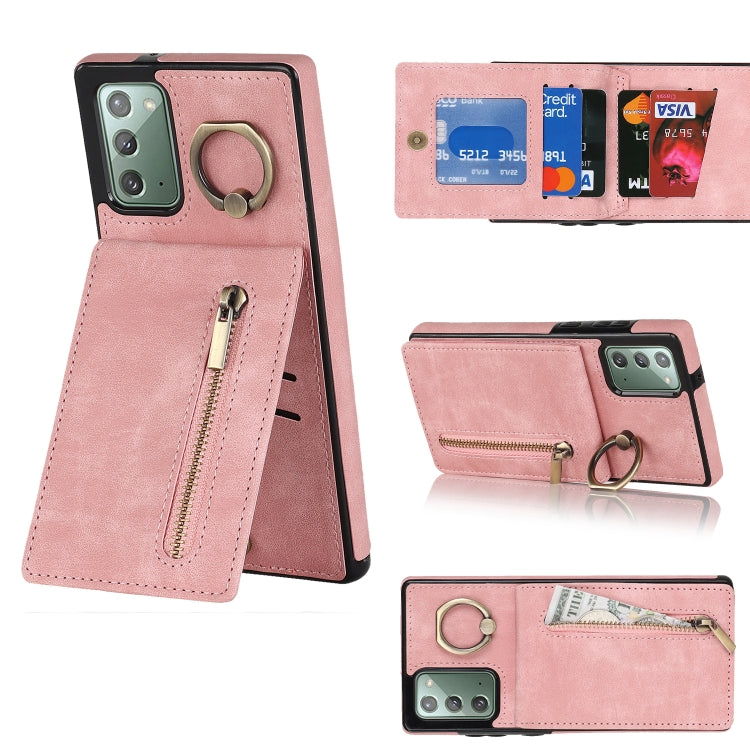 Anello retrò e custodia per telefono con slot per schede RFID con cerniera, For Samsung Galaxy Note20, For Samsung Galaxy Note20 Ultra, For Samsung Galaxy Note10, For Samsung Galaxy Note10+