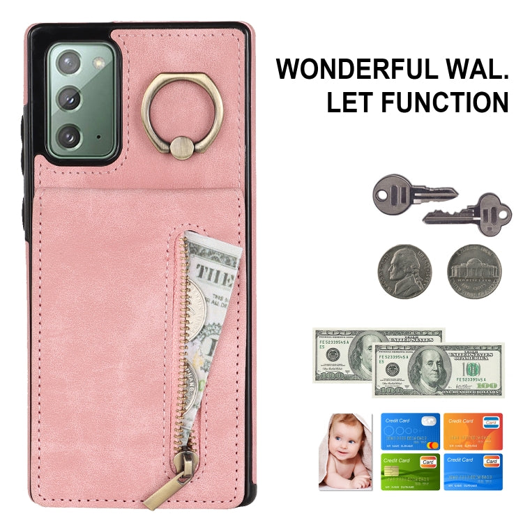 Anello retrò e custodia per telefono con slot per schede RFID con cerniera, For Samsung Galaxy Note20, For Samsung Galaxy Note20 Ultra, For Samsung Galaxy Note10, For Samsung Galaxy Note10+