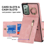 Anello retrò e custodia per telefono con slot per schede RFID con cerniera, For Samsung Galaxy Note20, For Samsung Galaxy Note20 Ultra, For Samsung Galaxy Note10, For Samsung Galaxy Note10+