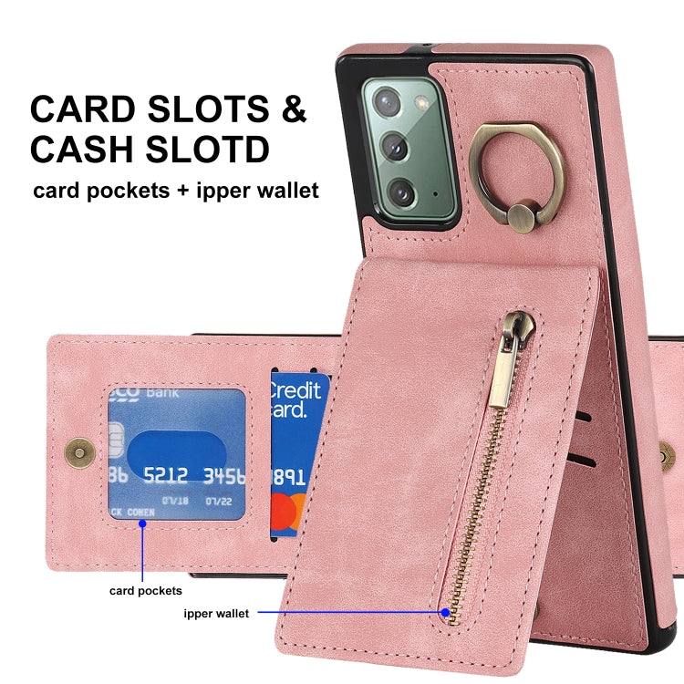Anello retrò e custodia per telefono con slot per schede RFID con cerniera, For Samsung Galaxy Note20, For Samsung Galaxy Note20 Ultra, For Samsung Galaxy Note10, For Samsung Galaxy Note10+