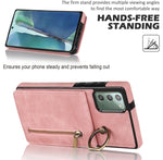 Anello retrò e custodia per telefono con slot per schede RFID con cerniera, For Samsung Galaxy Note20, For Samsung Galaxy Note20 Ultra, For Samsung Galaxy Note10, For Samsung Galaxy Note10+