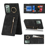 Anello retrò e custodia per telefono con slot per schede RFID con cerniera, For Samsung Galaxy Note20, For Samsung Galaxy Note20 Ultra, For Samsung Galaxy Note10, For Samsung Galaxy Note10+