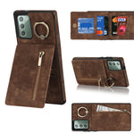 Anello retrò e custodia per telefono con slot per schede RFID con cerniera, For Samsung Galaxy Note20, For Samsung Galaxy Note20 Ultra, For Samsung Galaxy Note10, For Samsung Galaxy Note10+