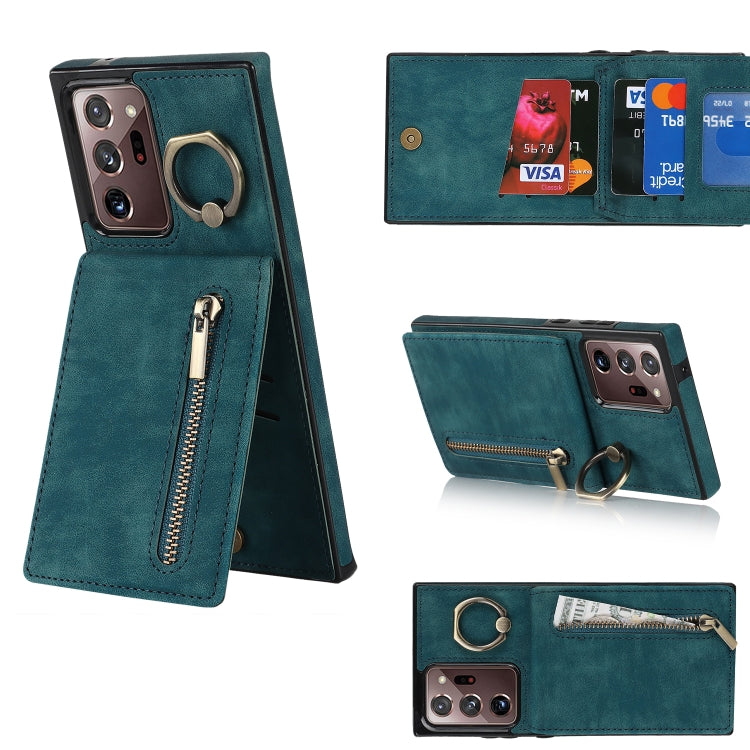 Anello retrò e custodia per telefono con slot per schede RFID con cerniera, For Samsung Galaxy Note20, For Samsung Galaxy Note20 Ultra, For Samsung Galaxy Note10, For Samsung Galaxy Note10+