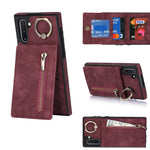 Anello retrò e custodia per telefono con slot per schede RFID con cerniera, For Samsung Galaxy Note20, For Samsung Galaxy Note20 Ultra, For Samsung Galaxy Note10, For Samsung Galaxy Note10+