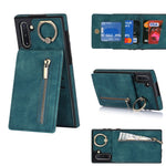 Anello retrò e custodia per telefono con slot per schede RFID con cerniera, For Samsung Galaxy Note20, For Samsung Galaxy Note20 Ultra, For Samsung Galaxy Note10, For Samsung Galaxy Note10+