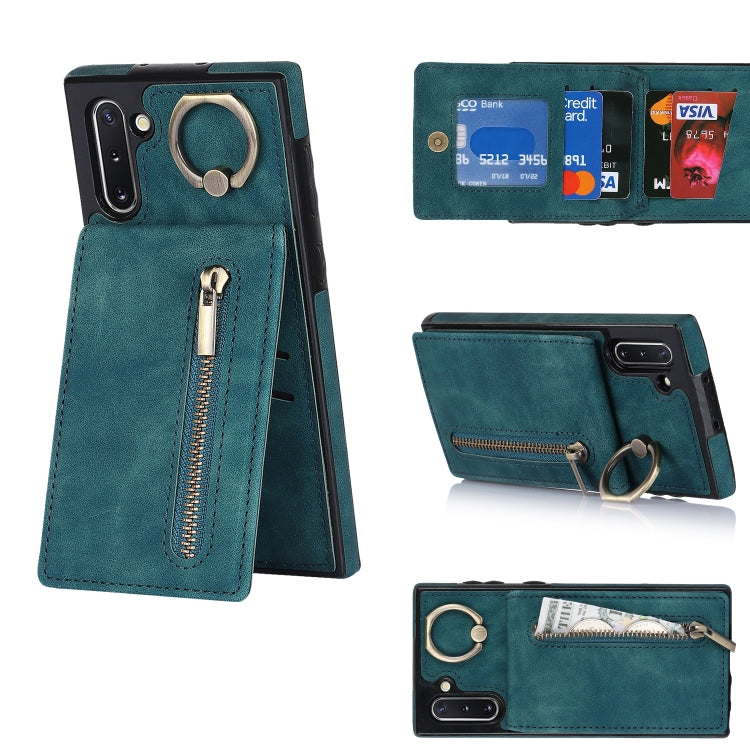 Anello retrò e custodia per telefono con slot per schede RFID con cerniera, For Samsung Galaxy Note20, For Samsung Galaxy Note20 Ultra, For Samsung Galaxy Note10, For Samsung Galaxy Note10+