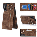 Anello retrò e custodia per telefono con slot per schede RFID con cerniera, For Samsung Galaxy Note20, For Samsung Galaxy Note20 Ultra, For Samsung Galaxy Note10, For Samsung Galaxy Note10+