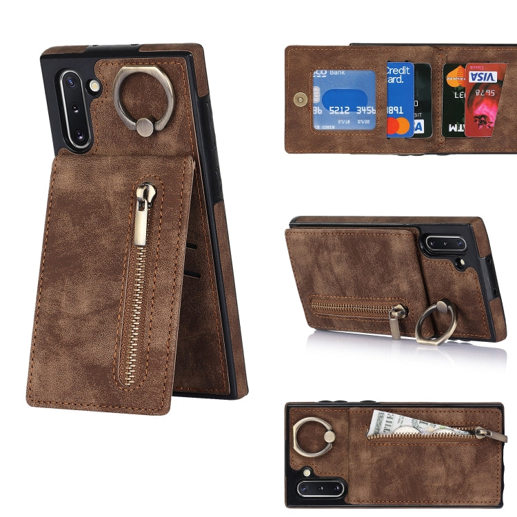 Anello retrò e custodia per telefono con slot per schede RFID con cerniera, For Samsung Galaxy Note20, For Samsung Galaxy Note20 Ultra, For Samsung Galaxy Note10, For Samsung Galaxy Note10+