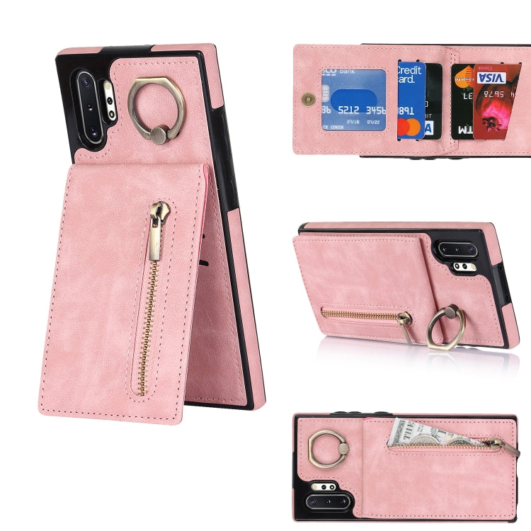 Anello retrò e custodia per telefono con slot per schede RFID con cerniera, For Samsung Galaxy Note20, For Samsung Galaxy Note20 Ultra, For Samsung Galaxy Note10, For Samsung Galaxy Note10+