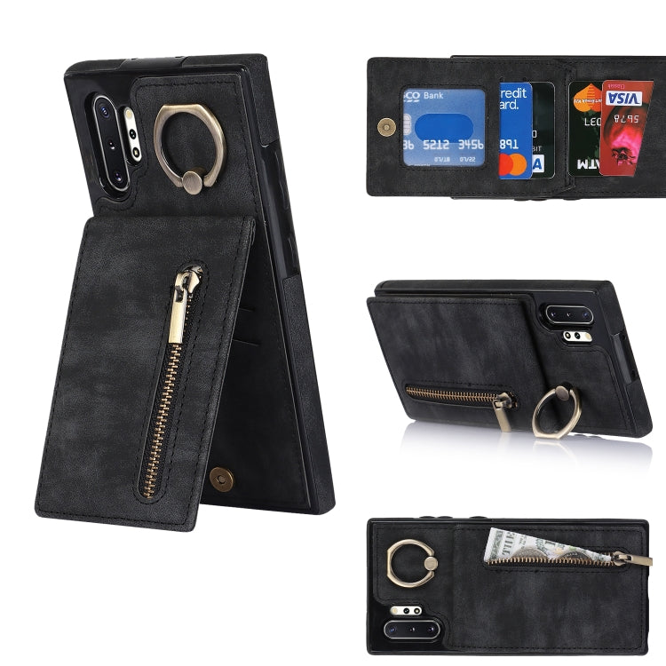 Anello retrò e custodia per telefono con slot per schede RFID con cerniera, For Samsung Galaxy Note20, For Samsung Galaxy Note20 Ultra, For Samsung Galaxy Note10, For Samsung Galaxy Note10+