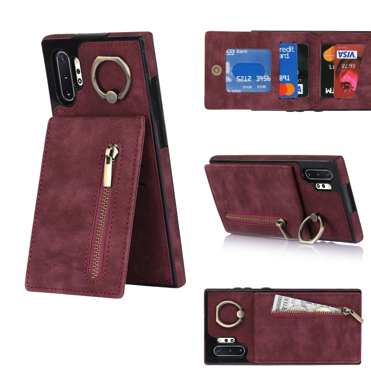 Anello retrò e custodia per telefono con slot per schede RFID con cerniera, For Samsung Galaxy Note20, For Samsung Galaxy Note20 Ultra, For Samsung Galaxy Note10, For Samsung Galaxy Note10+