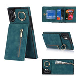 Anello retrò e custodia per telefono con slot per schede RFID con cerniera, For Samsung Galaxy Note20, For Samsung Galaxy Note20 Ultra, For Samsung Galaxy Note10, For Samsung Galaxy Note10+