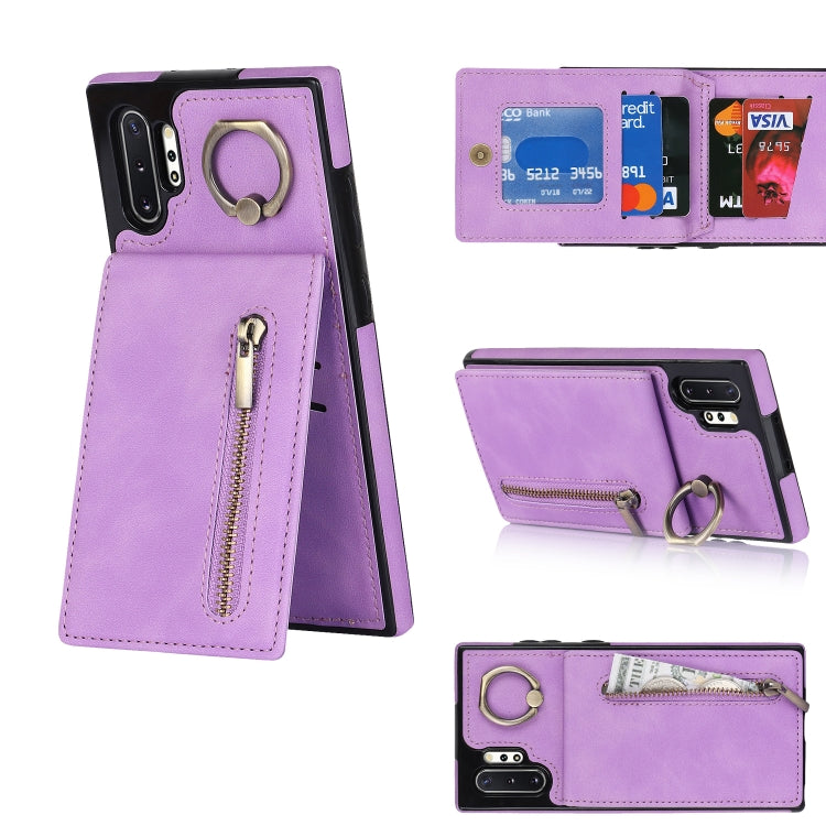 Anello retrò e custodia per telefono con slot per schede RFID con cerniera, For Samsung Galaxy Note20, For Samsung Galaxy Note20 Ultra, For Samsung Galaxy Note10, For Samsung Galaxy Note10+