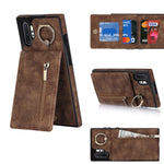 Anello retrò e custodia per telefono con slot per schede RFID con cerniera, For Samsung Galaxy Note20, For Samsung Galaxy Note20 Ultra, For Samsung Galaxy Note10, For Samsung Galaxy Note10+