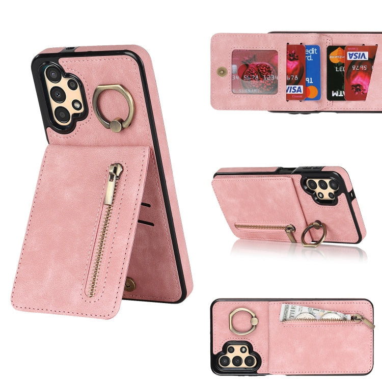 Anello retrò e custodia per telefono con slot per schede RFID con cerniera, For Samsung Galaxy A13 4G / 5G, For Samsung Galaxy A51 4G, For Samsung Galaxy A51 5G, For Samsung Galaxy A52 5G