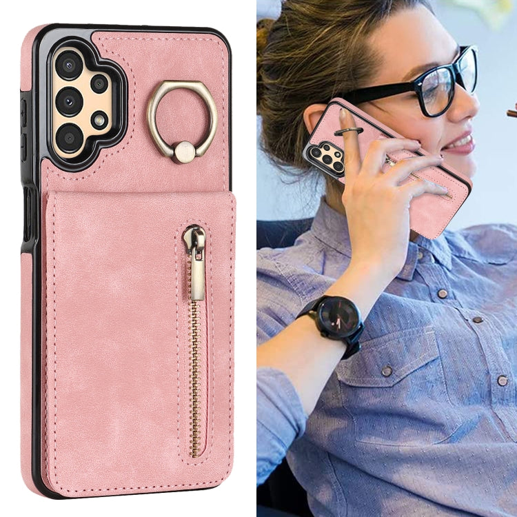 Anello retrò e custodia per telefono con slot per schede RFID con cerniera, For Samsung Galaxy A13 4G / 5G, For Samsung Galaxy A51 4G, For Samsung Galaxy A51 5G, For Samsung Galaxy A52 5G
