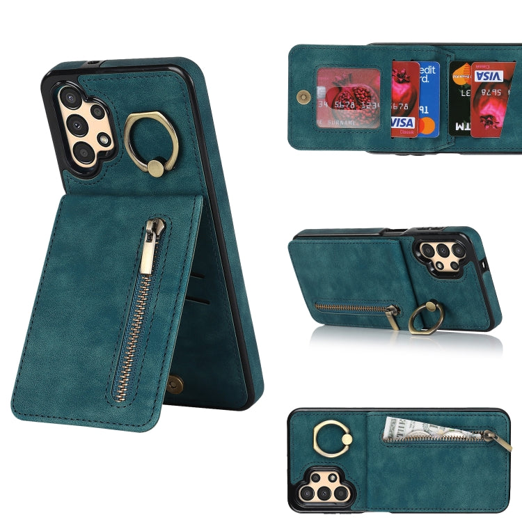 Anello retrò e custodia per telefono con slot per schede RFID con cerniera, For Samsung Galaxy A13 4G / 5G, For Samsung Galaxy A51 4G, For Samsung Galaxy A51 5G, For Samsung Galaxy A52 5G