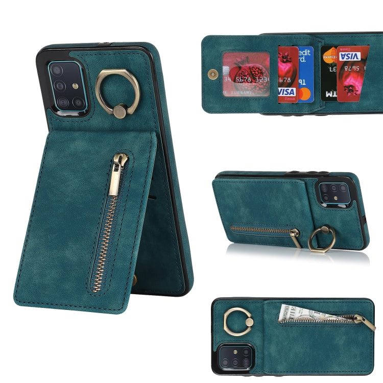 Anello retrò e custodia per telefono con slot per schede RFID con cerniera, For Samsung Galaxy A13 4G / 5G, For Samsung Galaxy A51 4G, For Samsung Galaxy A51 5G, For Samsung Galaxy A52 5G