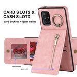 Anello retrò e custodia per telefono con slot per schede RFID con cerniera, For Samsung Galaxy A71 5G