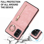 Anello retrò e custodia per telefono con slot per schede RFID con cerniera, For Samsung Galaxy A71 5G
