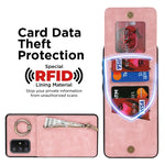 Anello retrò e custodia per telefono con slot per schede RFID con cerniera, For Samsung Galaxy A71 5G