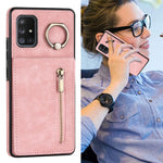 Anello retrò e custodia per telefono con slot per schede RFID con cerniera, For Samsung Galaxy A71 5G
