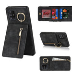 Anello retrò e custodia per telefono con slot per schede RFID con cerniera, For Samsung Galaxy A71 5G