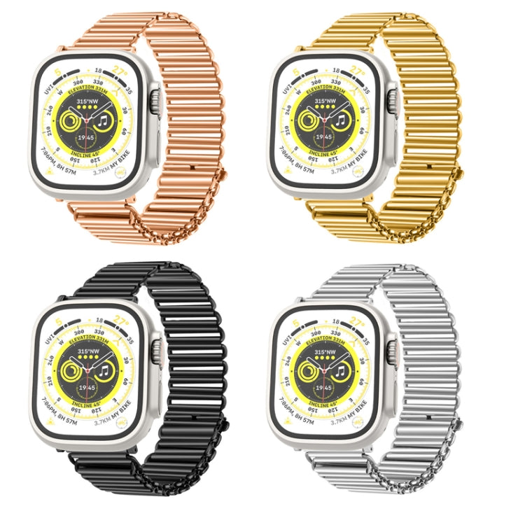Cinturino in acciaio inossidabile con fibbia a catena, For Apple Watch Ultra 49mm / Series 8&7 45mm / SE 2&6&SE&5&4 44mm / 3&2&1 42mm, For Apple Watch Series 8&7 41mm / SE 2&6&SE&5&4 40mm / 3&2&1 38mm