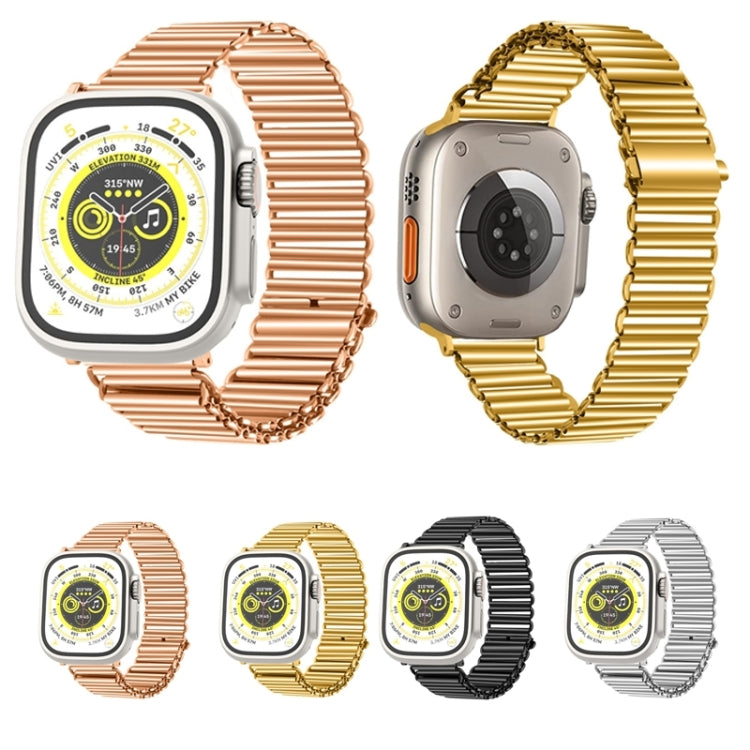 Cinturino in acciaio inossidabile con fibbia a catena, For Apple Watch Ultra 49mm / Series 8&7 45mm / SE 2&6&SE&5&4 44mm / 3&2&1 42mm, For Apple Watch Series 8&7 41mm / SE 2&6&SE&5&4 40mm / 3&2&1 38mm